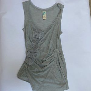 Anthropologie Lt Grey Tank with Rosettes, S